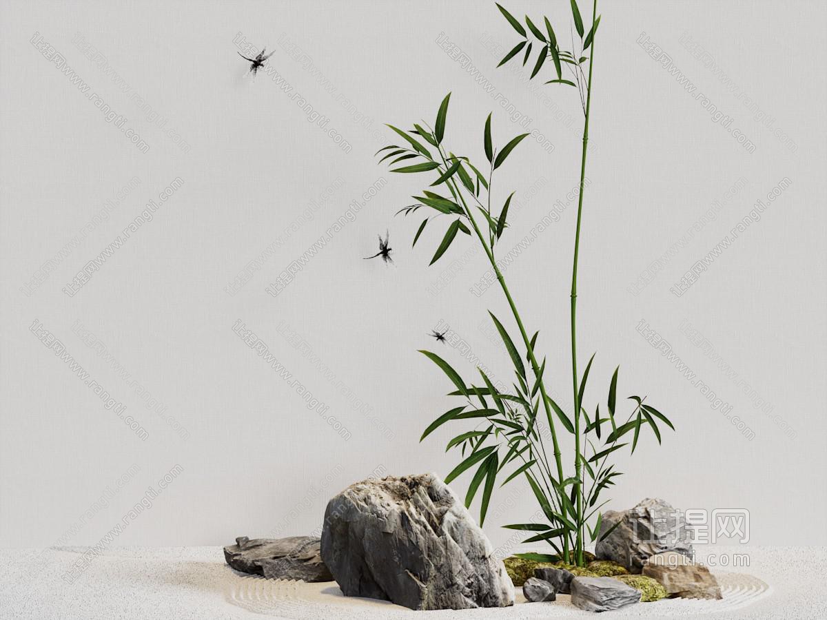 新中式竹子 假山 景观园艺小品
