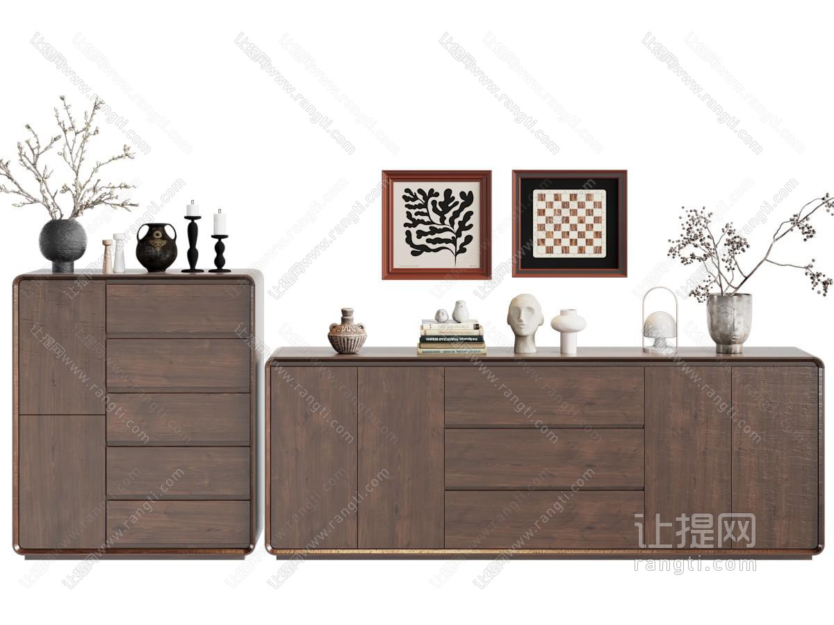 现代中古风玄关柜 边柜 斗柜