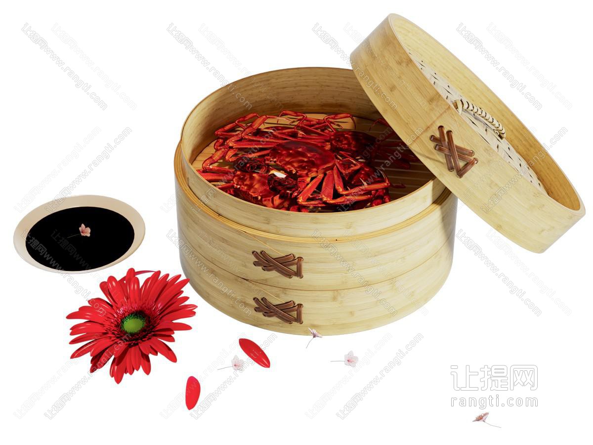 现代蒸笼 蒸螃蟹 食物