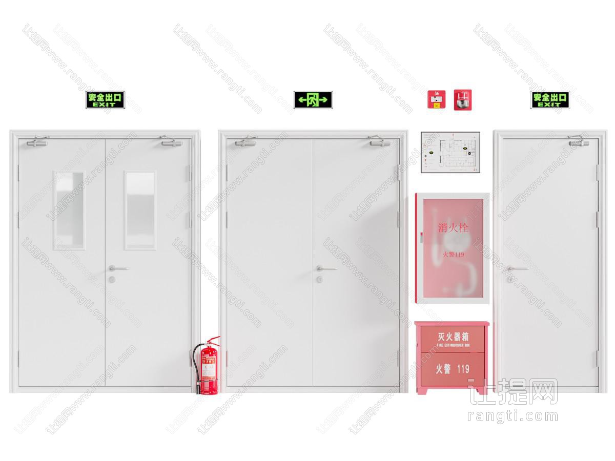 现代防火门 灭火器 消防栓 消防设备