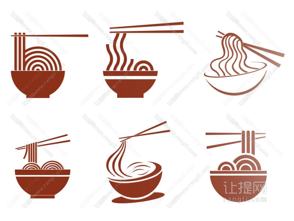 中式一碗面剪影 墙贴墙饰 LOGO