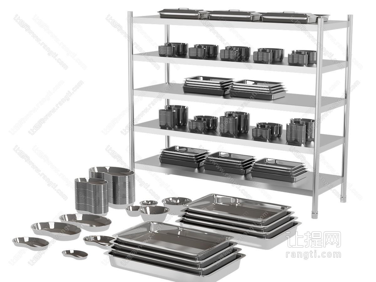 现代不锈钢厨具组合