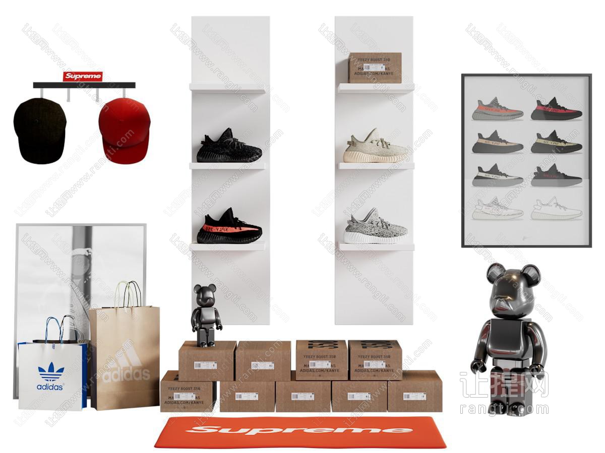 现代运动鞋美陈 摆件组合