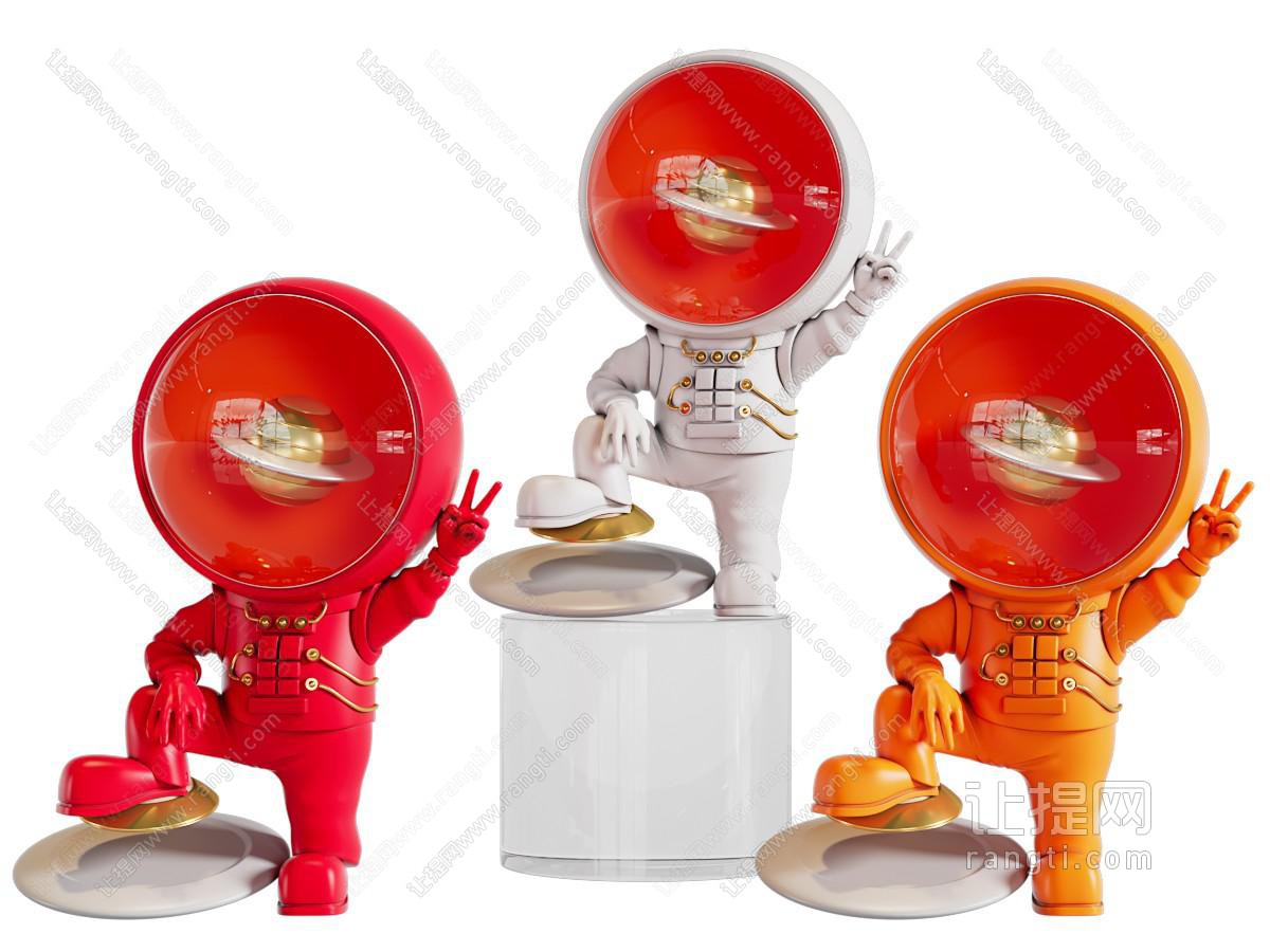 现代宇航员雕塑摆件组合