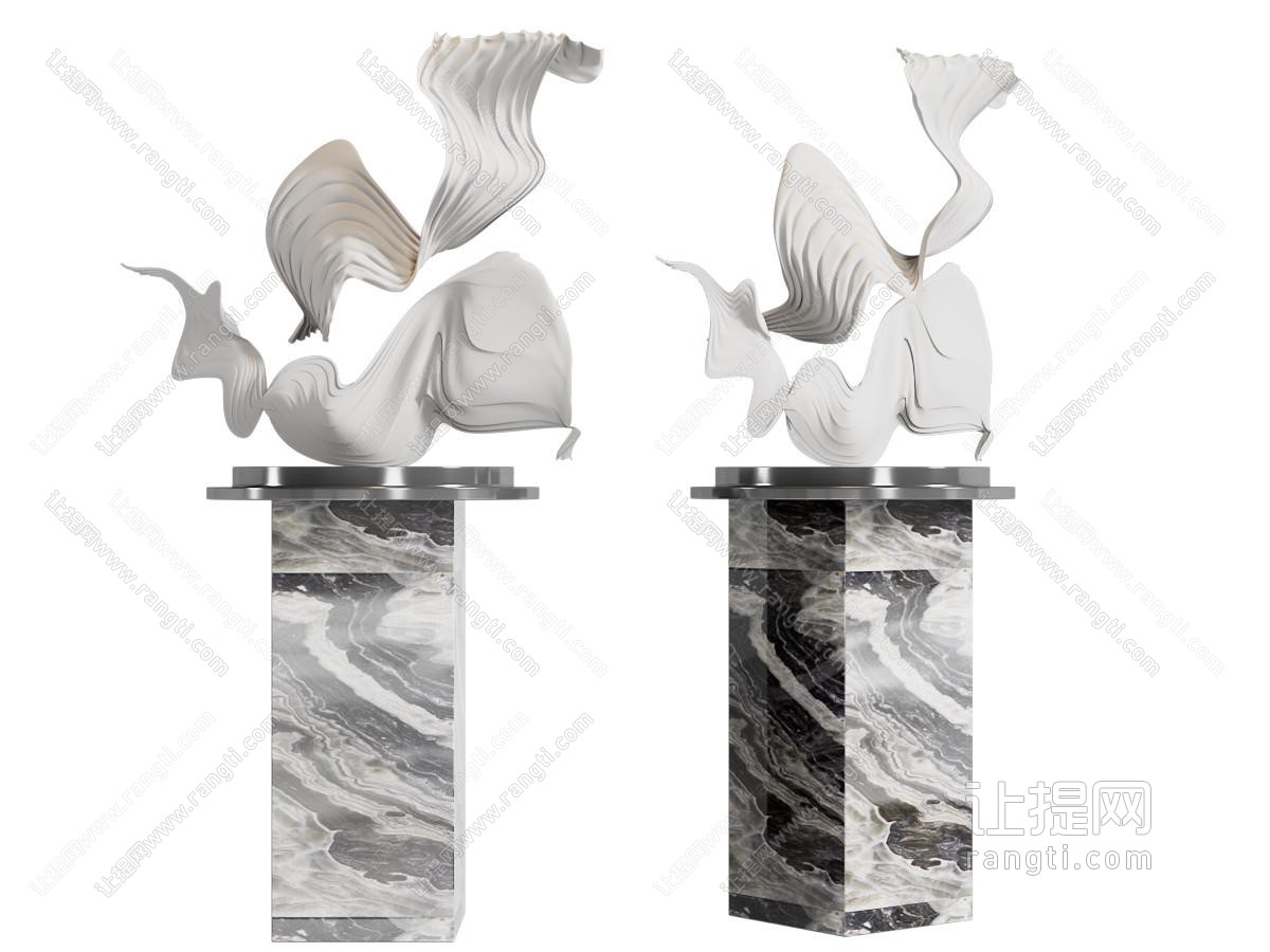 现代工艺品飘带雕塑雕刻摆件组合