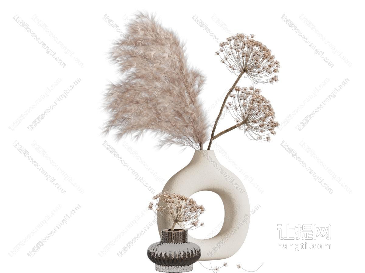 侘寂风花瓶花卉