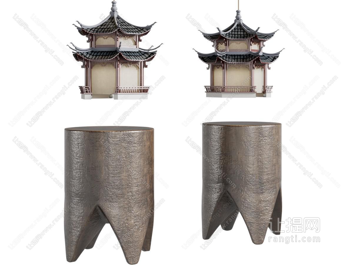 新中式亭台楼阁摆件组合