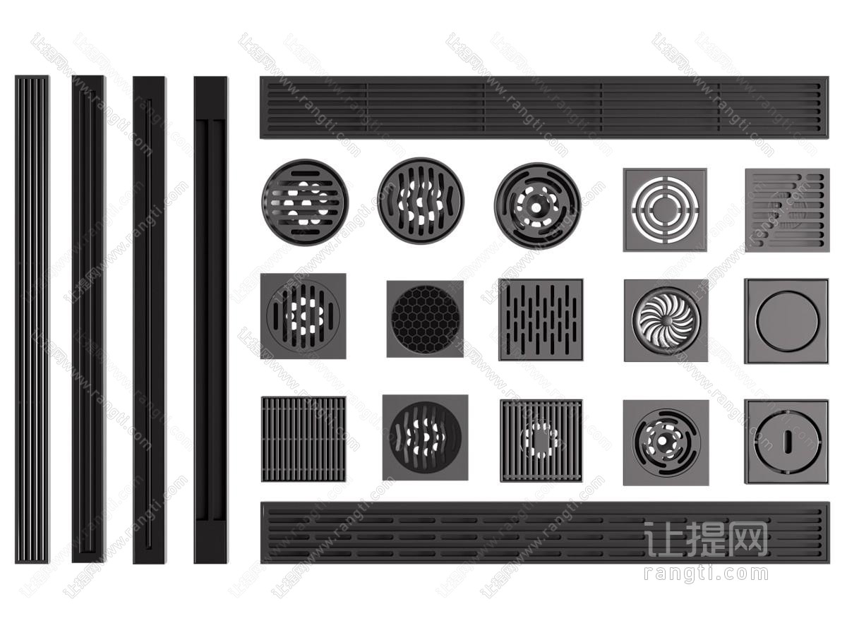 现代长方形地漏 篦子 五金件
