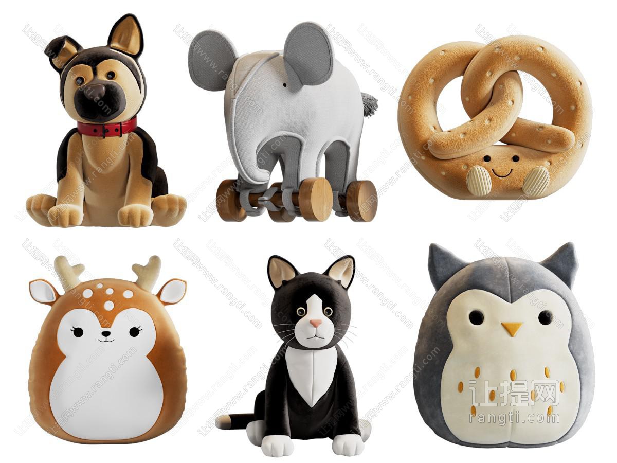 现代儿童玩具 布绒玩偶摆件组合