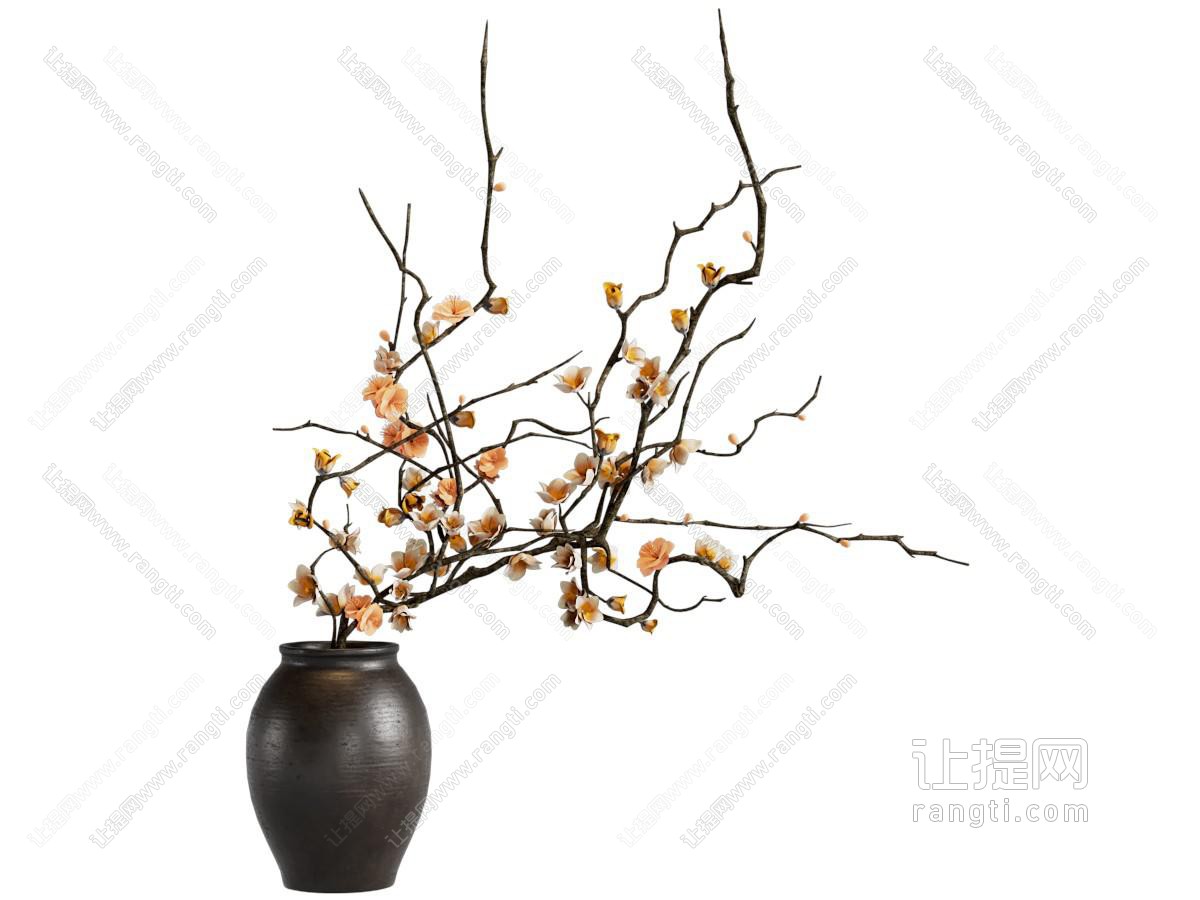 现代陶艺花瓶花卉
