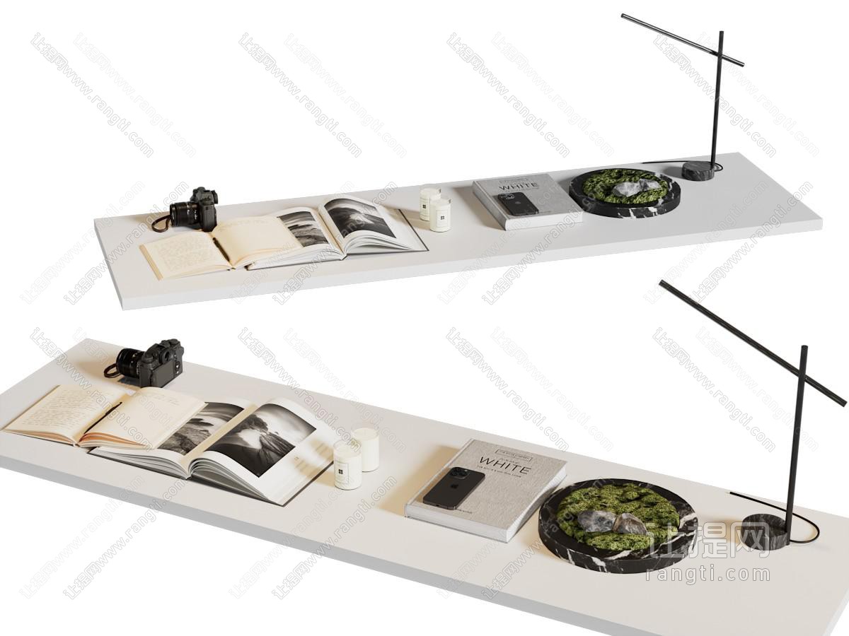 现代书本 书籍 台灯摆件组合