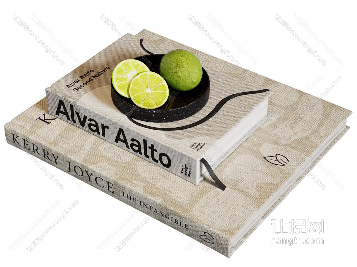 现代书本 书籍 水果 摆件组合