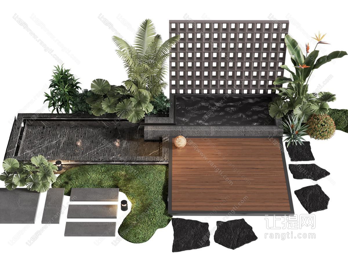 现代庭院水景 园艺小品