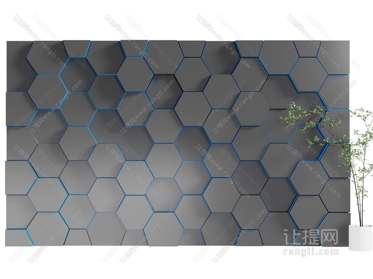 现代多边形拼接蜂窝背景墙