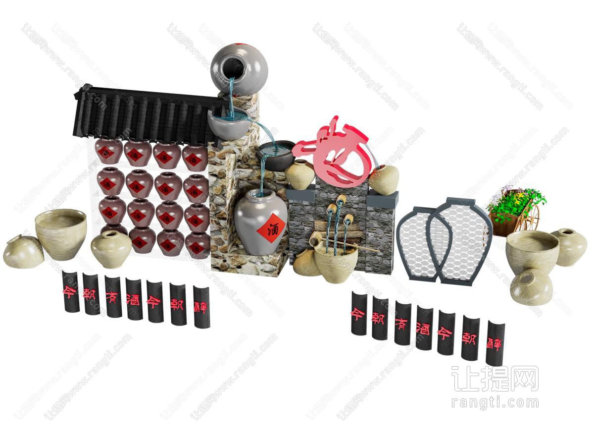 新中式酒罐美陈 白酒广告户外装置