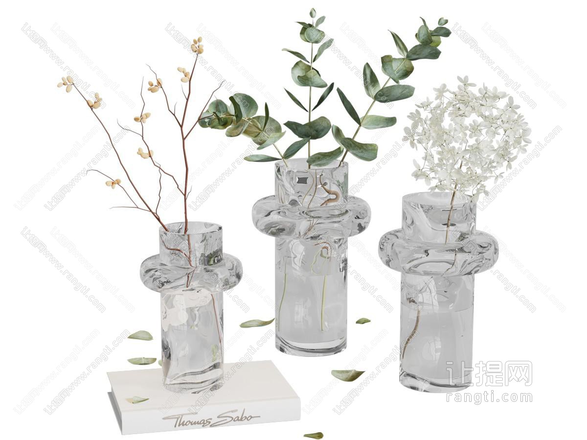 现代玻璃花瓶花卉