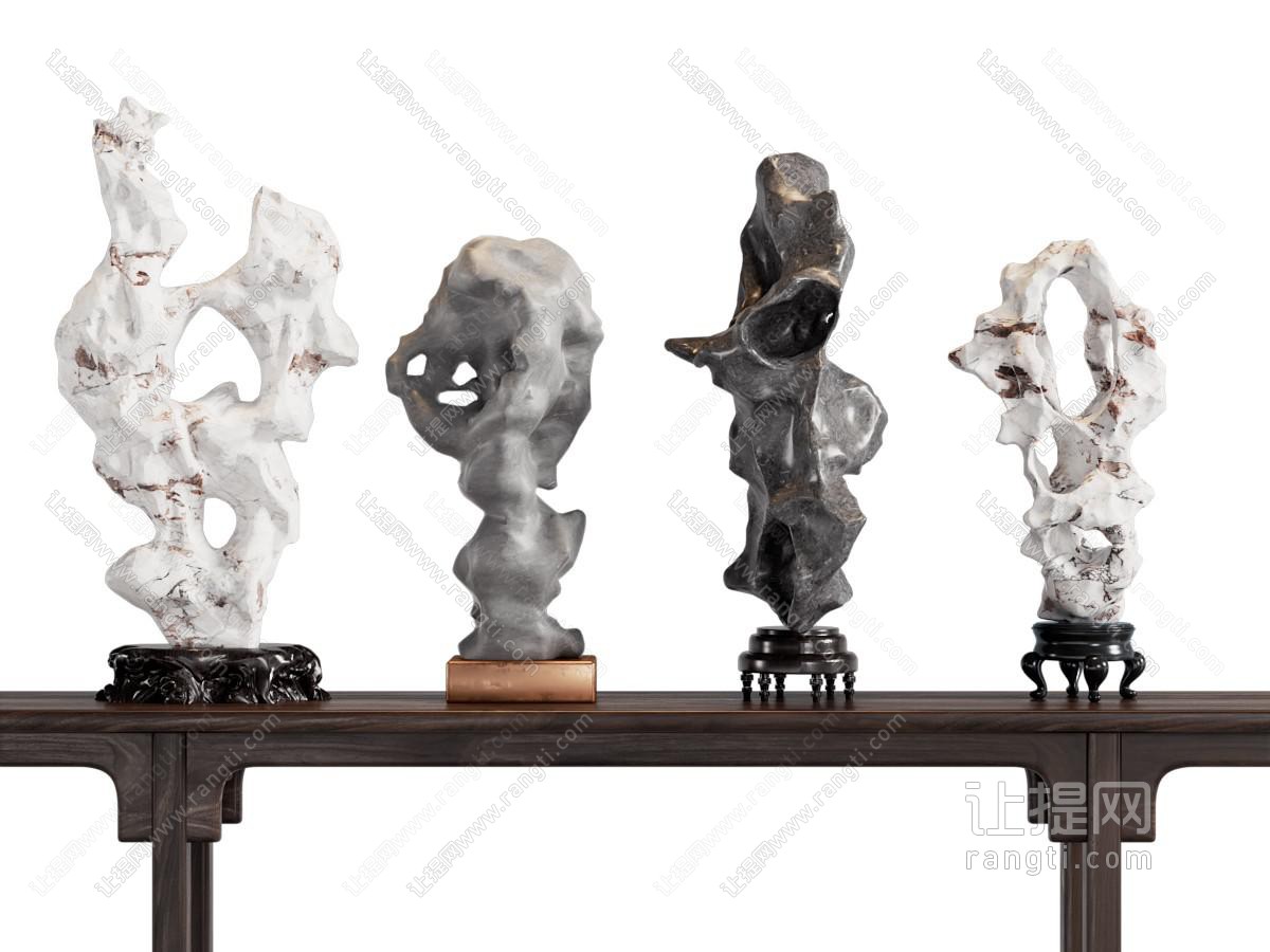 新中式假山雕塑雕刻摆件组合