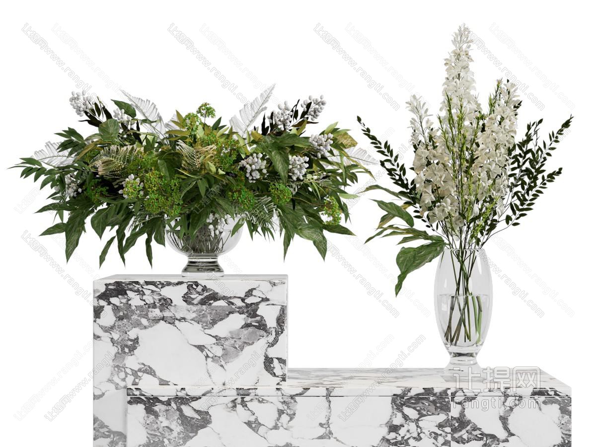 现代玻璃花瓶花卉