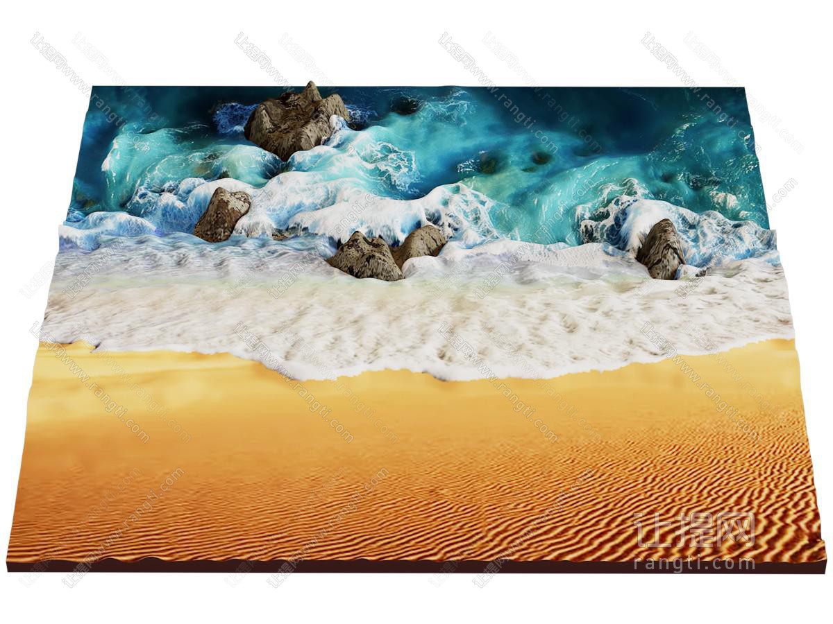 现代海洋沙滩地形展台