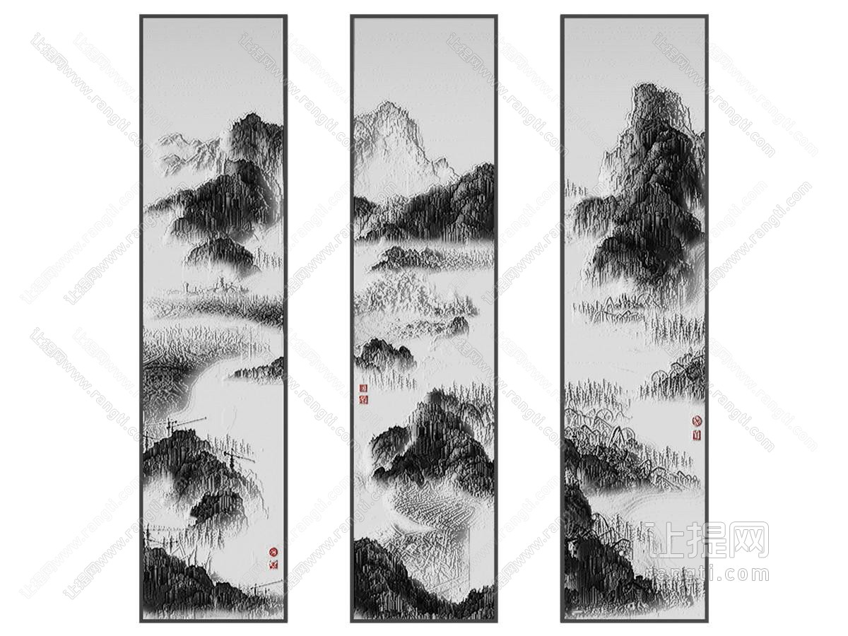 新中式水墨山水装饰挂画
