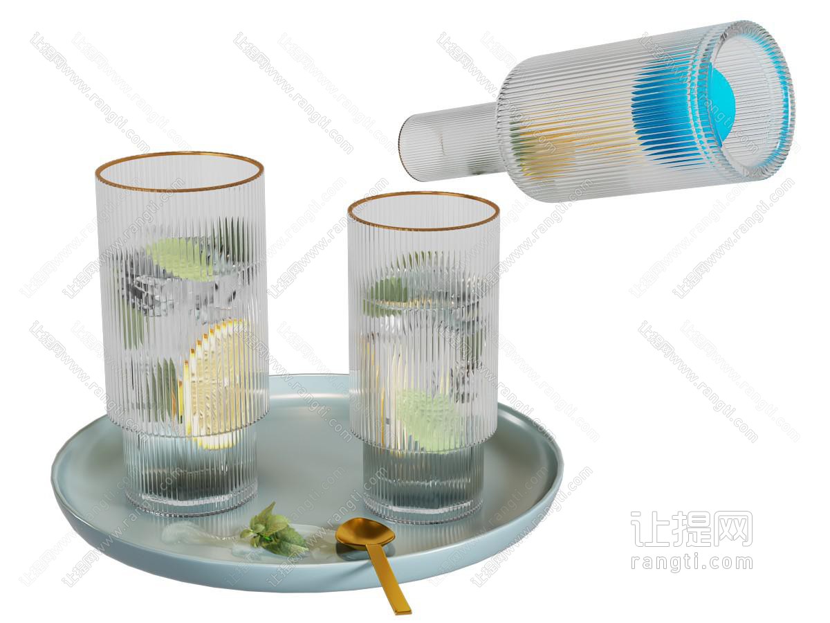 现代条纹玻璃杯 茶具杯子