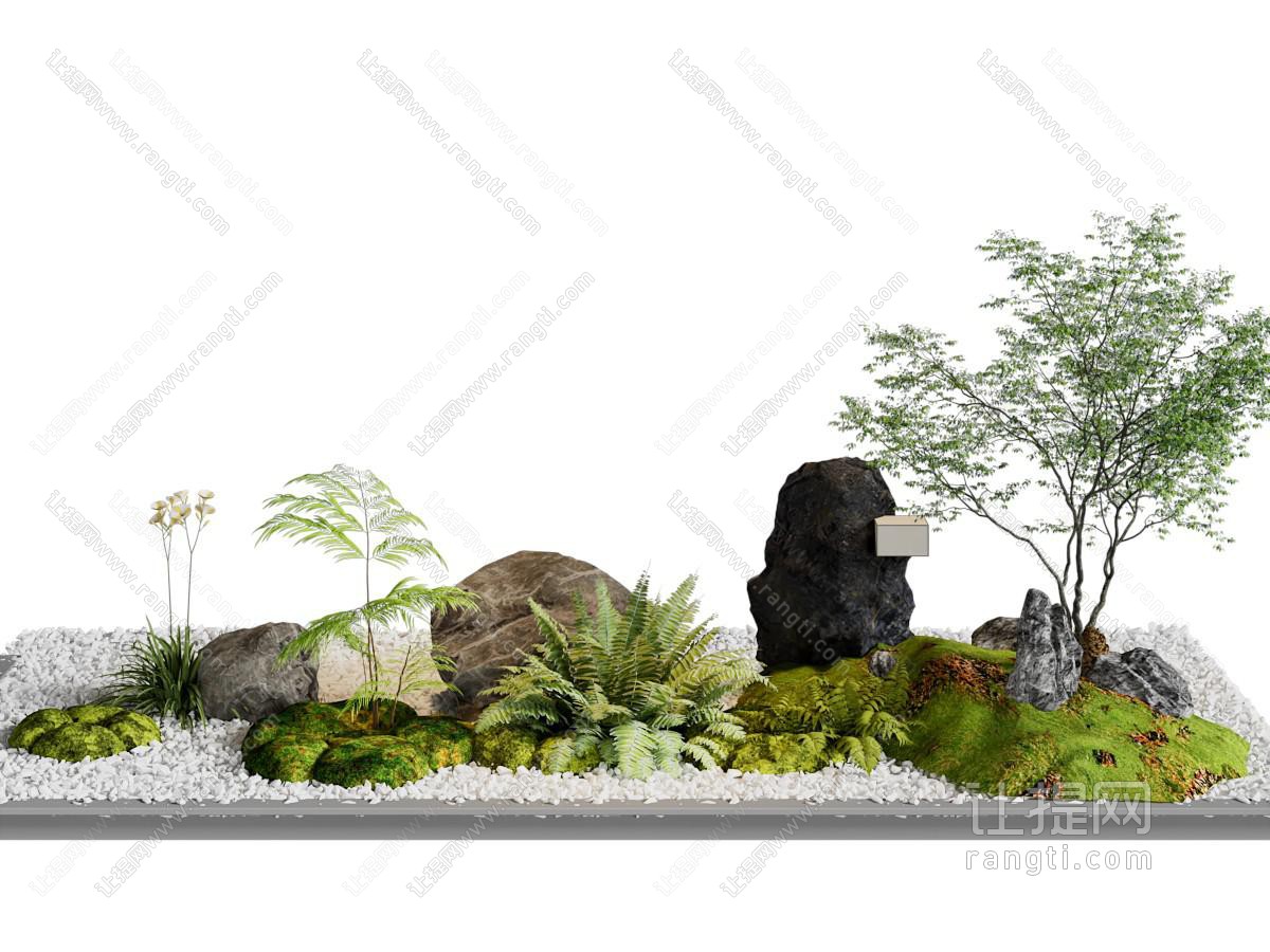 现代假山 花草植被景观园艺小品