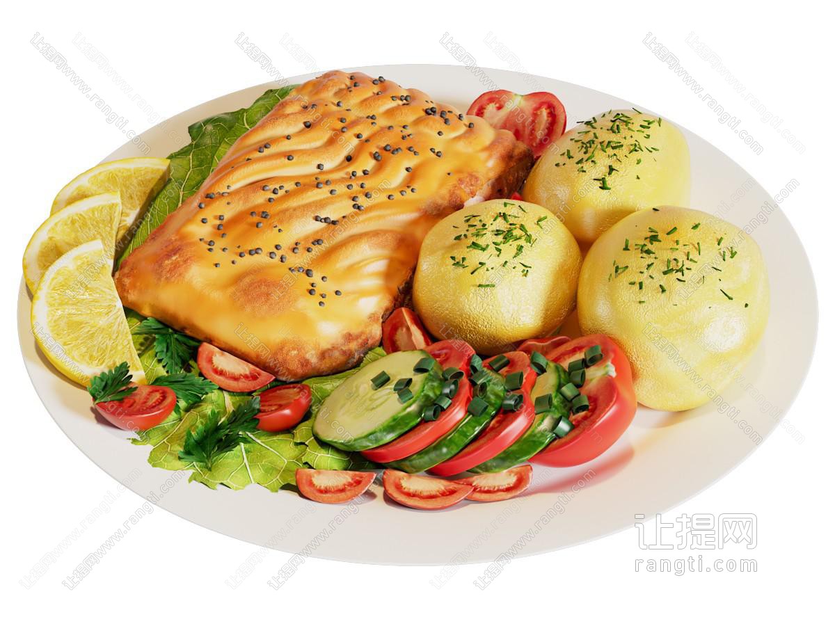 现代西餐鸡排饭 食物