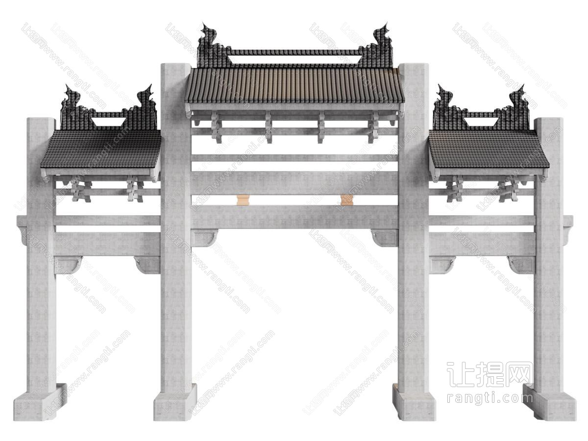 新中式仿古建筑 牌坊 大门
