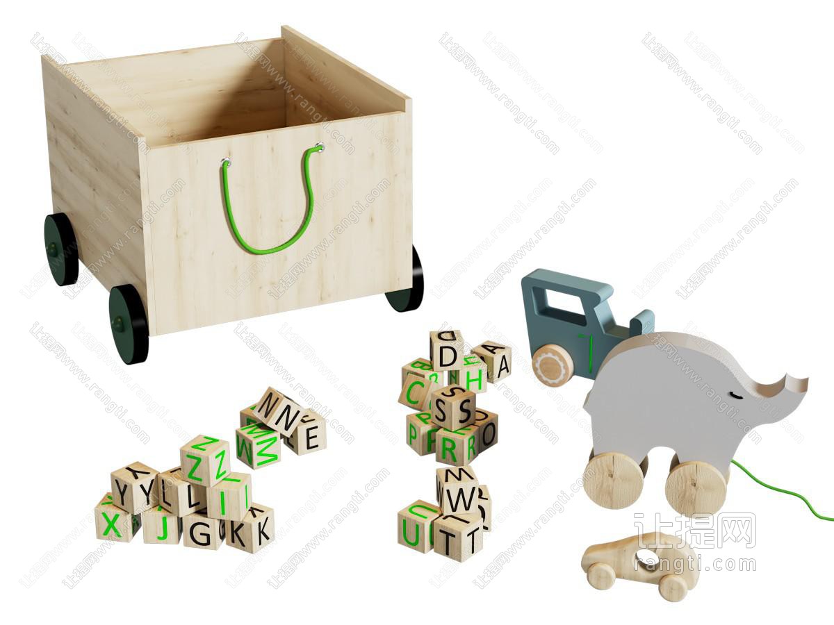 现代木箱 儿童积木玩具