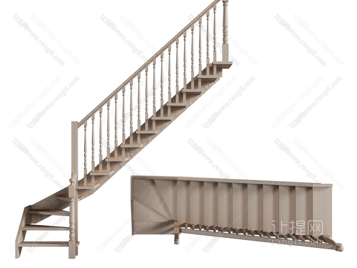 现代实木旋转楼梯