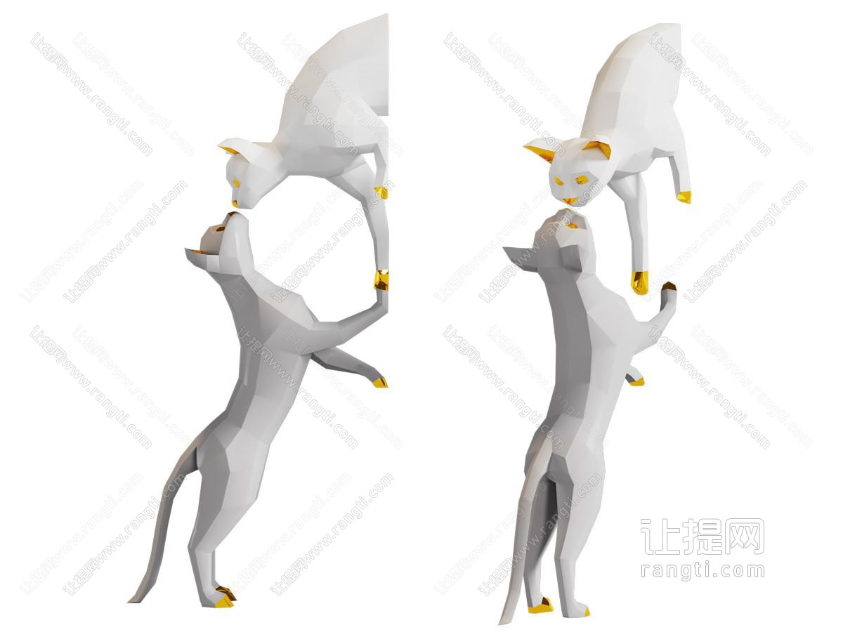 现代抽象几何动物雕塑雕刻 摆件组合