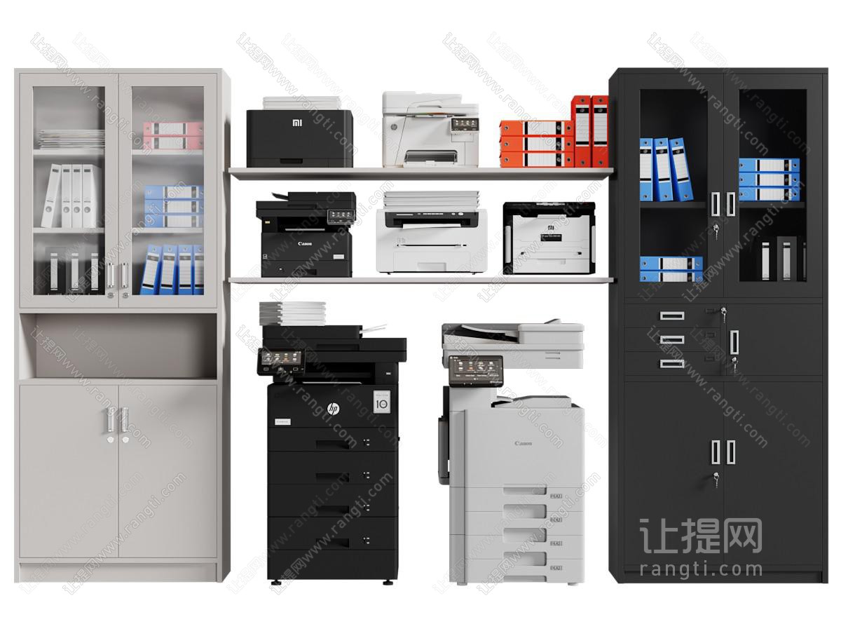 现代金属办公文件装饰柜 打印机 办公电器