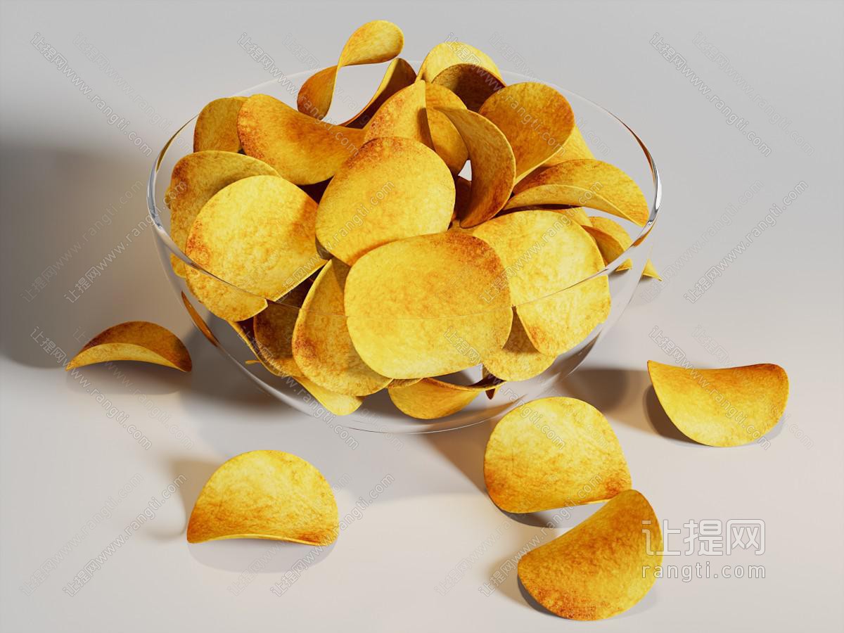 现代玻璃碗薯片 零食食物