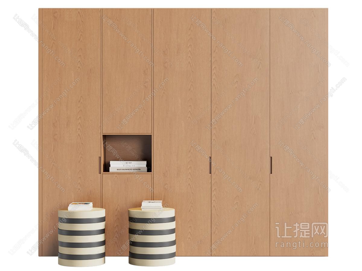 现代实木衣柜 床头柜