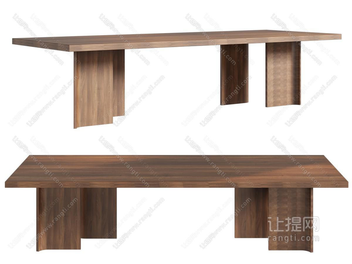 现代中古风长方形餐桌