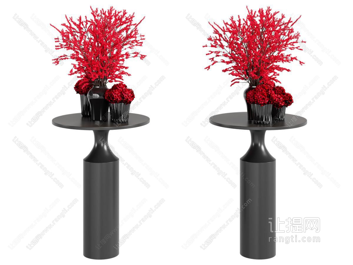 现代黑色玻璃花瓶花卉