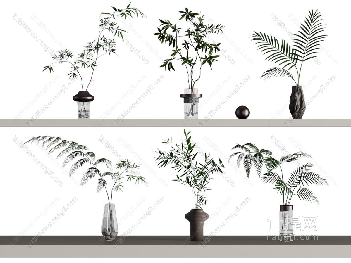 现代玻璃花瓶花卉