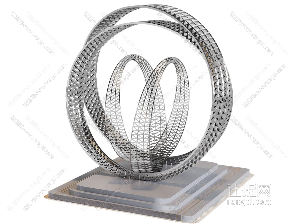 现代金属网镂空环状球形雕塑小品