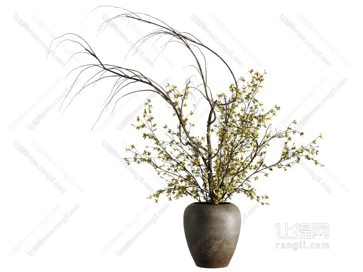 侘寂风陶艺花瓶花卉