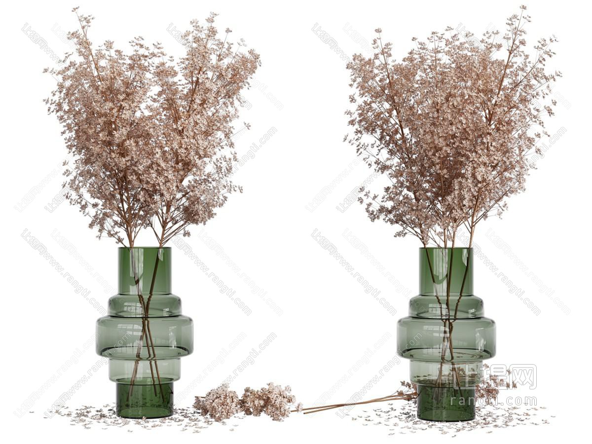 现代彩色玻璃花瓶花卉