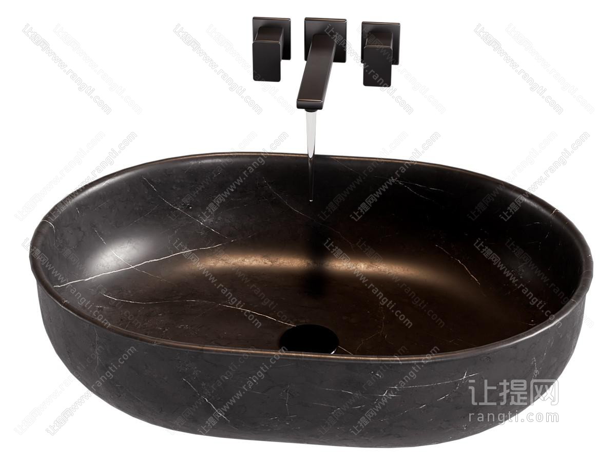 现代椭圆形洗手盆 水龙头