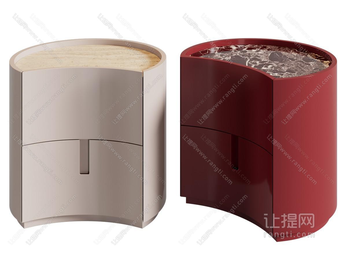 现代半圆形床头柜