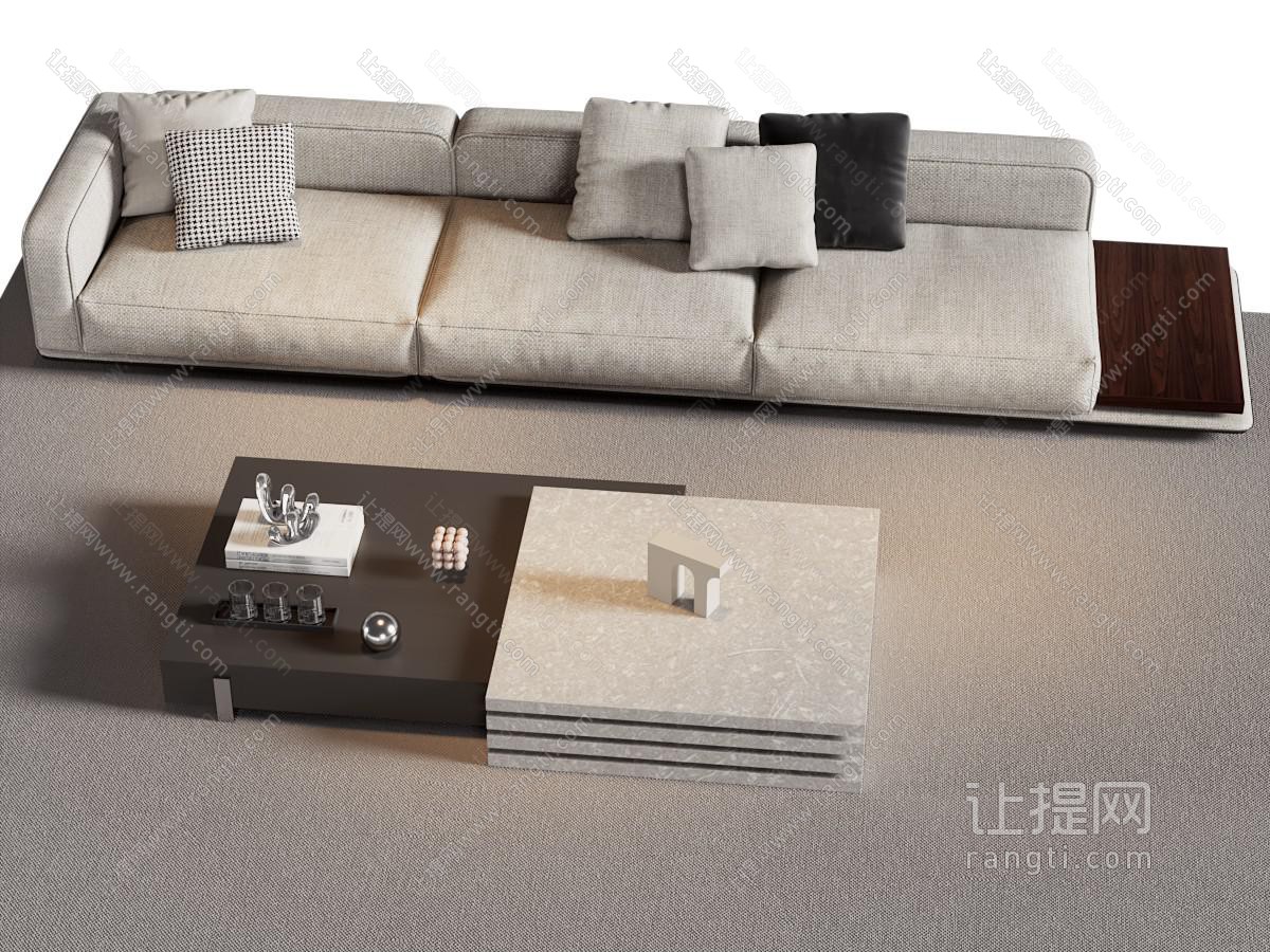 现代多人沙发 茶几组合