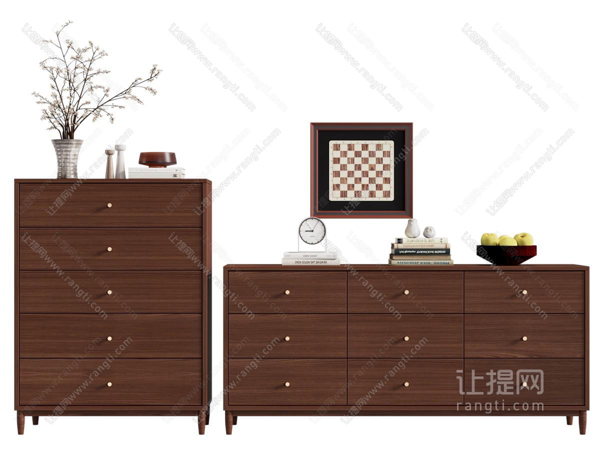 现代中古风玄关柜 边柜 斗柜