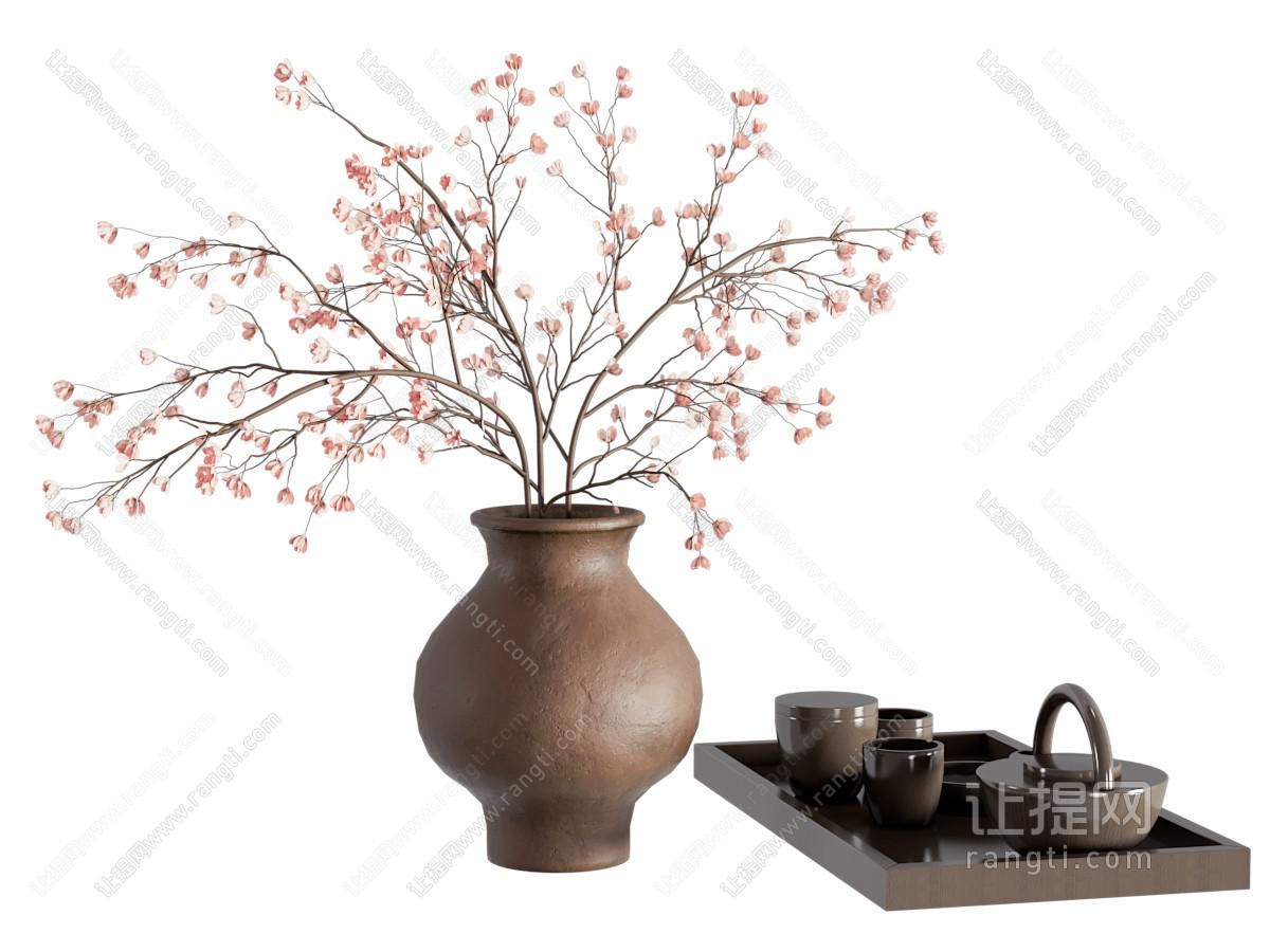 侘寂风花瓶花卉 茶具杯子