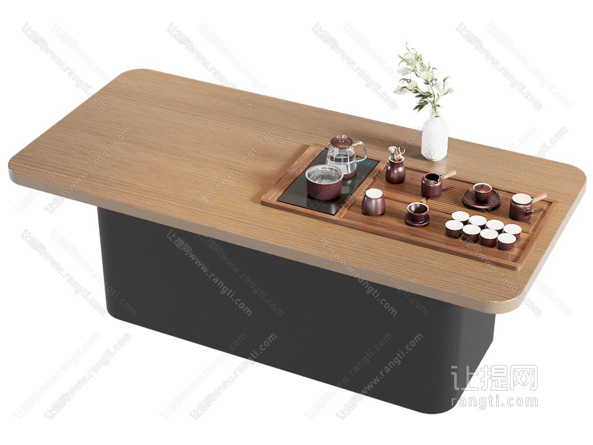 现代实木茶桌 茶盘 茶具杯子