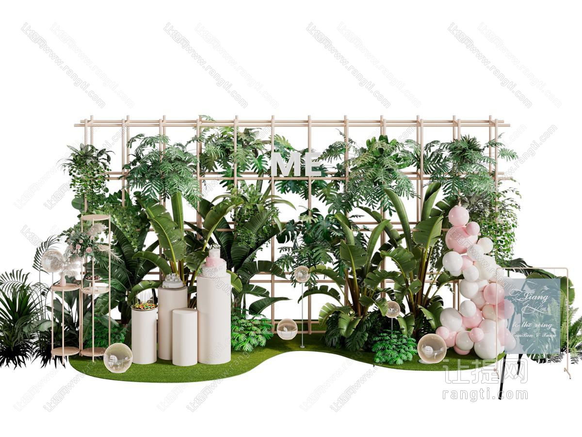 现代花草绿植美陈 婚庆美陈