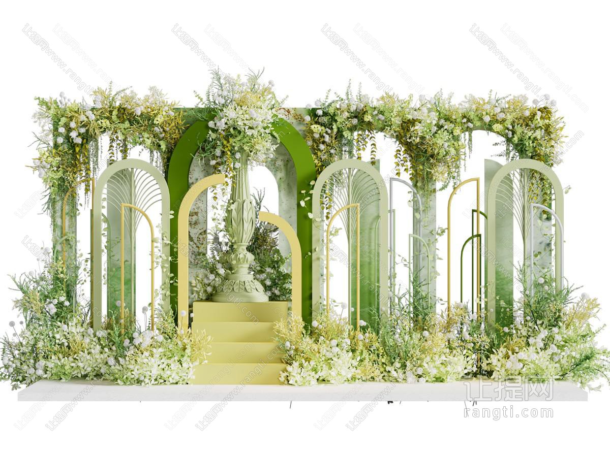 现代森系花草植物美陈 户外装置 演绎舞台