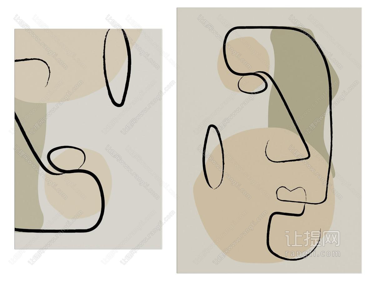 现代抽象简笔画装饰挂画