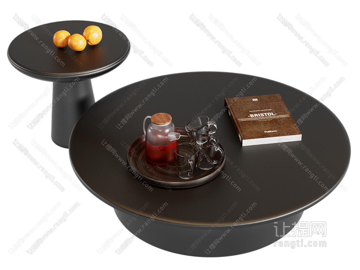现代圆形拼接茶几